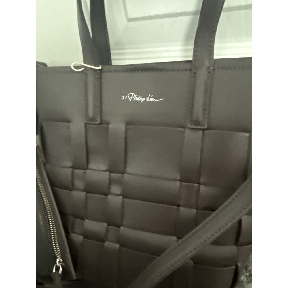3.1 Phillip Lim Chocolate Leather Mini Modern Lattice Bucket Bag with Pouch - Picture 4 of 14